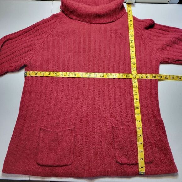 Deane & White Raspberry Lambswool and Angora Wide Wale Cowl Neck Sweater - Picture 6 of 9